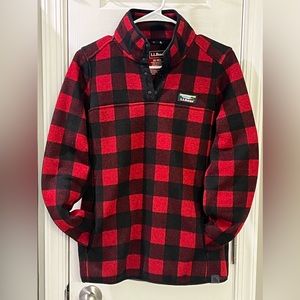 LL BEAN Red/Black Plaid Pullover